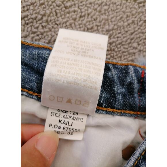 Joe’s Women’s‎ 29 Denim Cutoff Shorts – Blue Hem with Red White Side Stripes - Picture 4 of 10